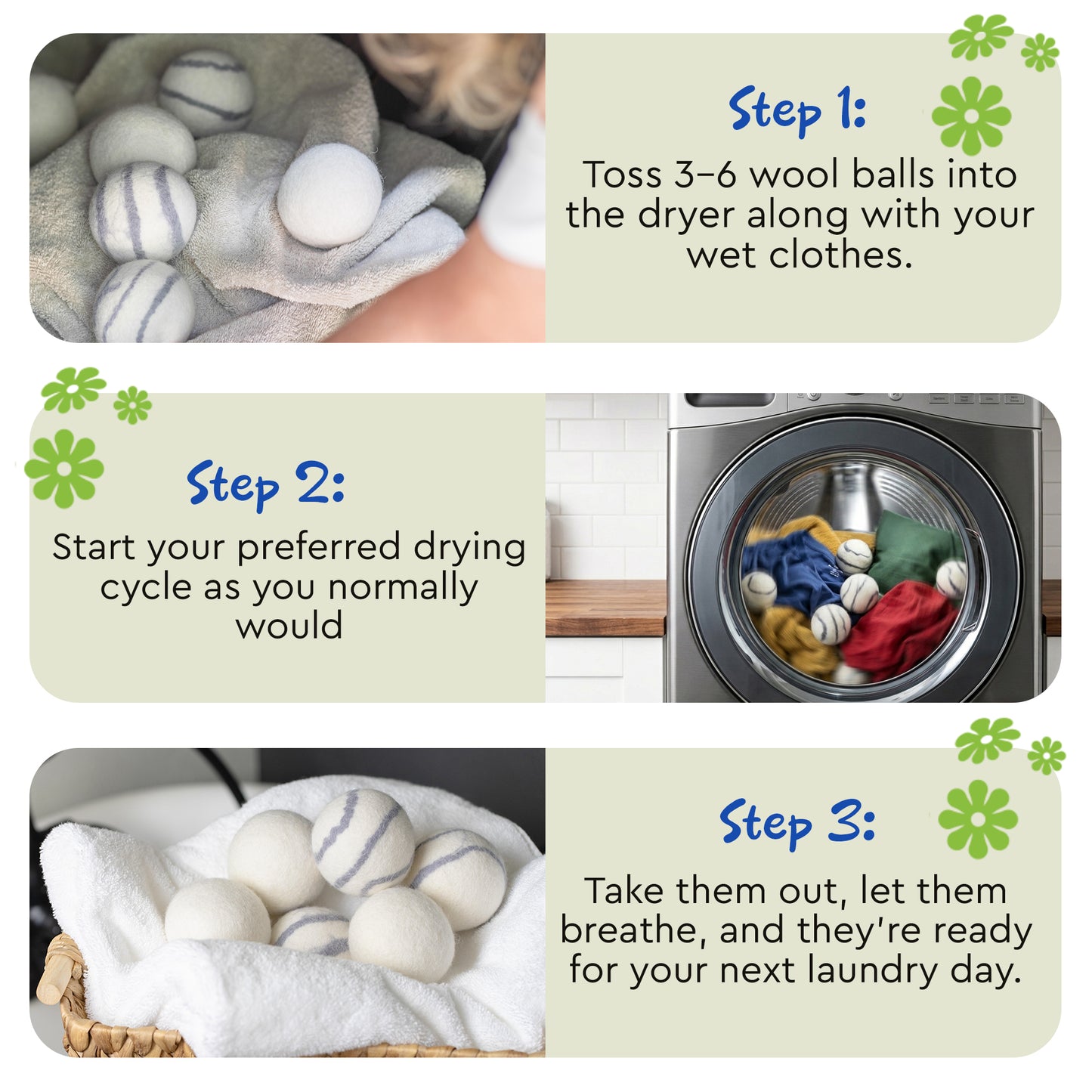 Organic Wool Dryer Balls Set of 6 XL | 100% New Zealand Wool | Reusable Natural Fabric Softener & Anti-Static Laundry Balls