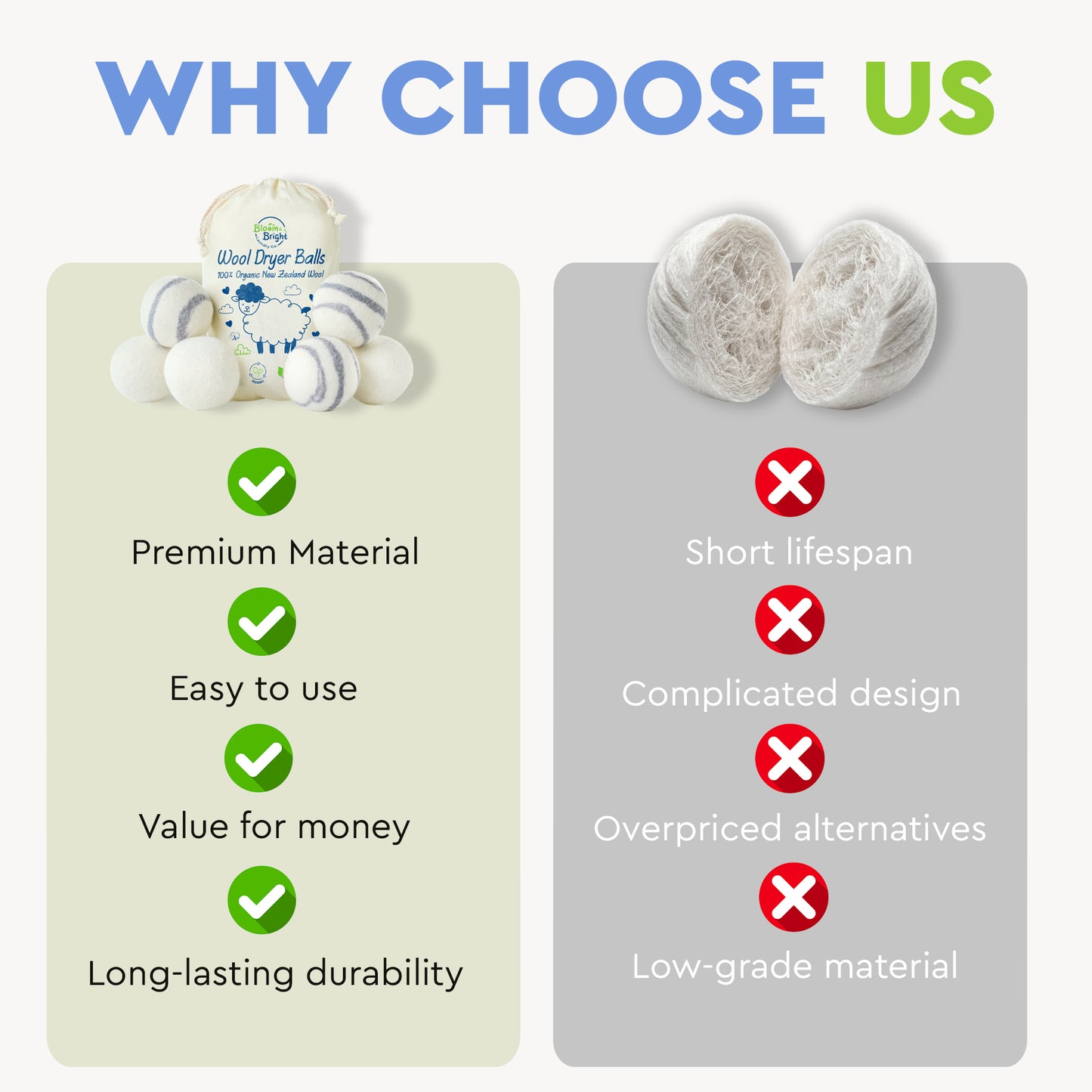 Organic Wool Dryer Balls Set of 6 XL | 100% New Zealand Wool | Reusable Natural Fabric Softener & Anti-Static Laundry Balls